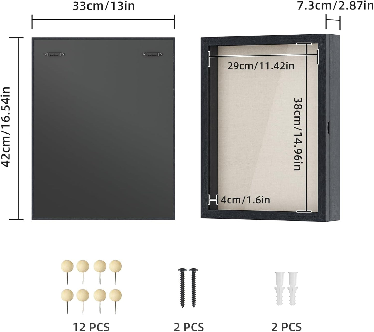 Love-KANKEI Shadow Box Frame 13x16.5 inch, Large Shadow Box Display Case with Linen Back Memorabilia Awards Medals Photos Memory Box Gift Black