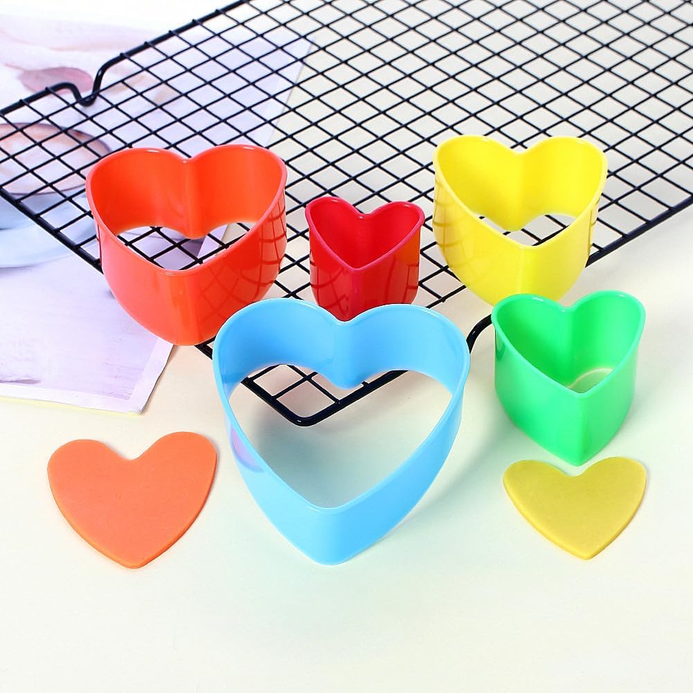Cookie Cutter Set for Baking, 5PCS Sandwich Fondant Cake Fruit Vegetable Shapes Cutter Set (Heart)