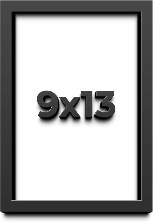 9x13 Shadow Box Black Solid Wood Display Frame with White Acid-Free Backing UV Acrylic & Hanging Hardware - with 3/4" Usable Depth