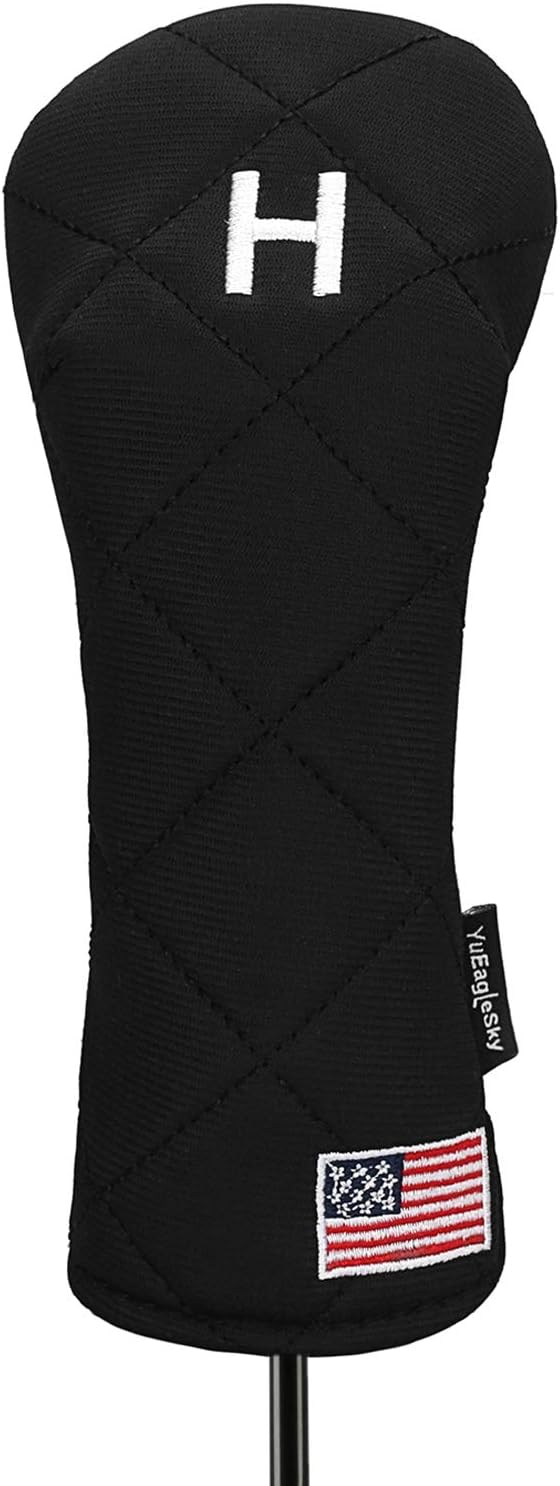 Golf Head Covers Driver Fairway #3#5 Hybrid USA Flag for Club Men Women, (Black or White)