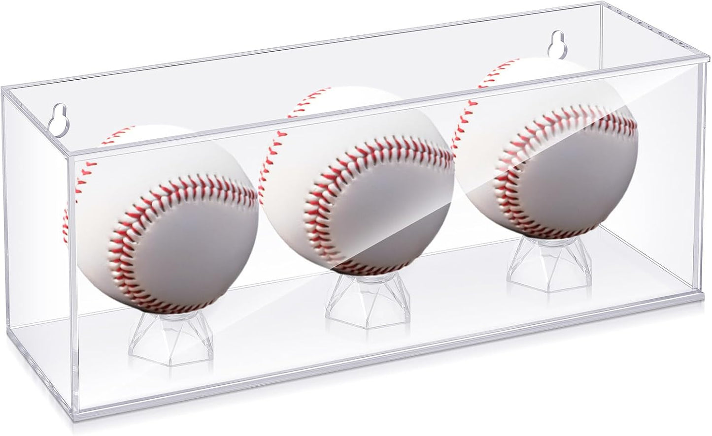 Baseball Golf Ball Display Case for 3 Balls UV Protected Acrylic Boxes for Display Ball Cube Memorabilia Showcase Autograph (Clear, 11.4 x 4.3 x 3.15 Inch)