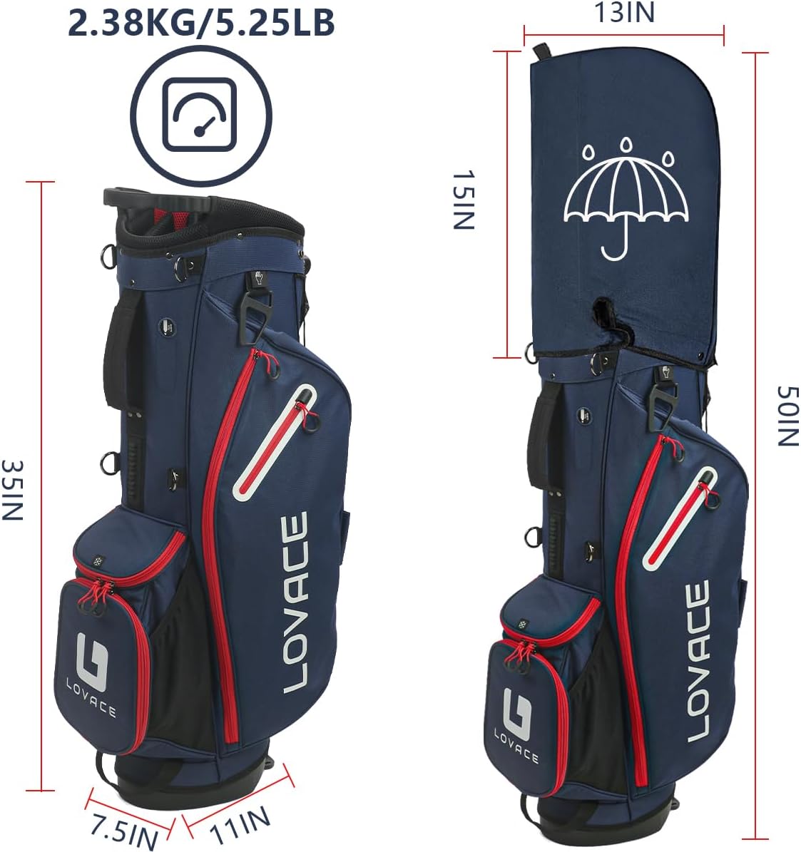 14-Way Golf Stand Bag, Lightweight Golf Bag with Stand for Men and Women