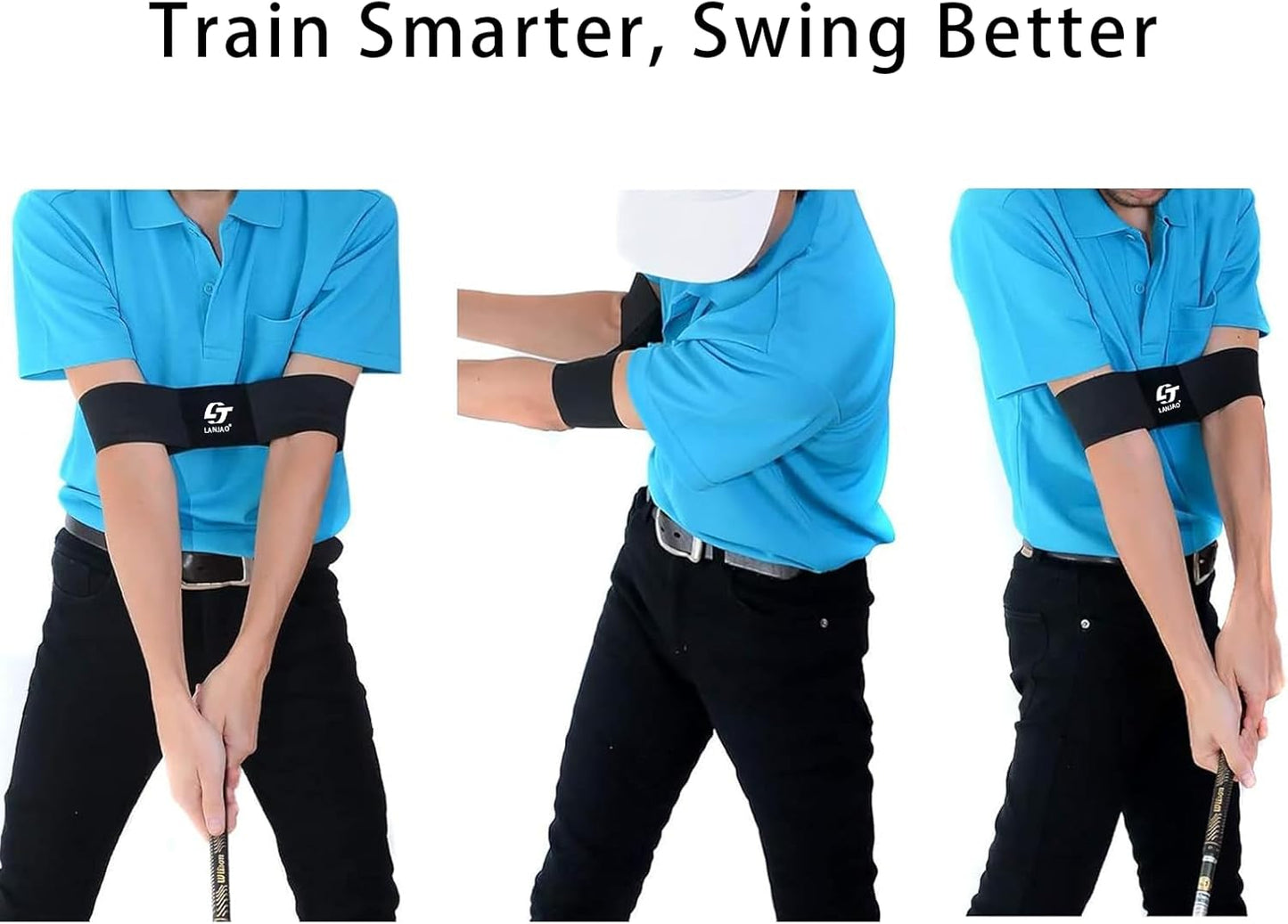 Golf Grip Trainer 2 Pack with Swing Correcting Arm Band, Golf Training Aid, Golf Grip Kit,Grip Trainer Golf Club to Help Train Correct Hand Position