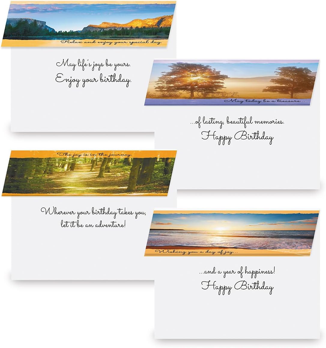Current Scenic Inspirations Happy Birthday Greeting Card Set - Value Pack of 20 Cards With White Envelopes, 10 Designs, Large 5" x 7" Assortment