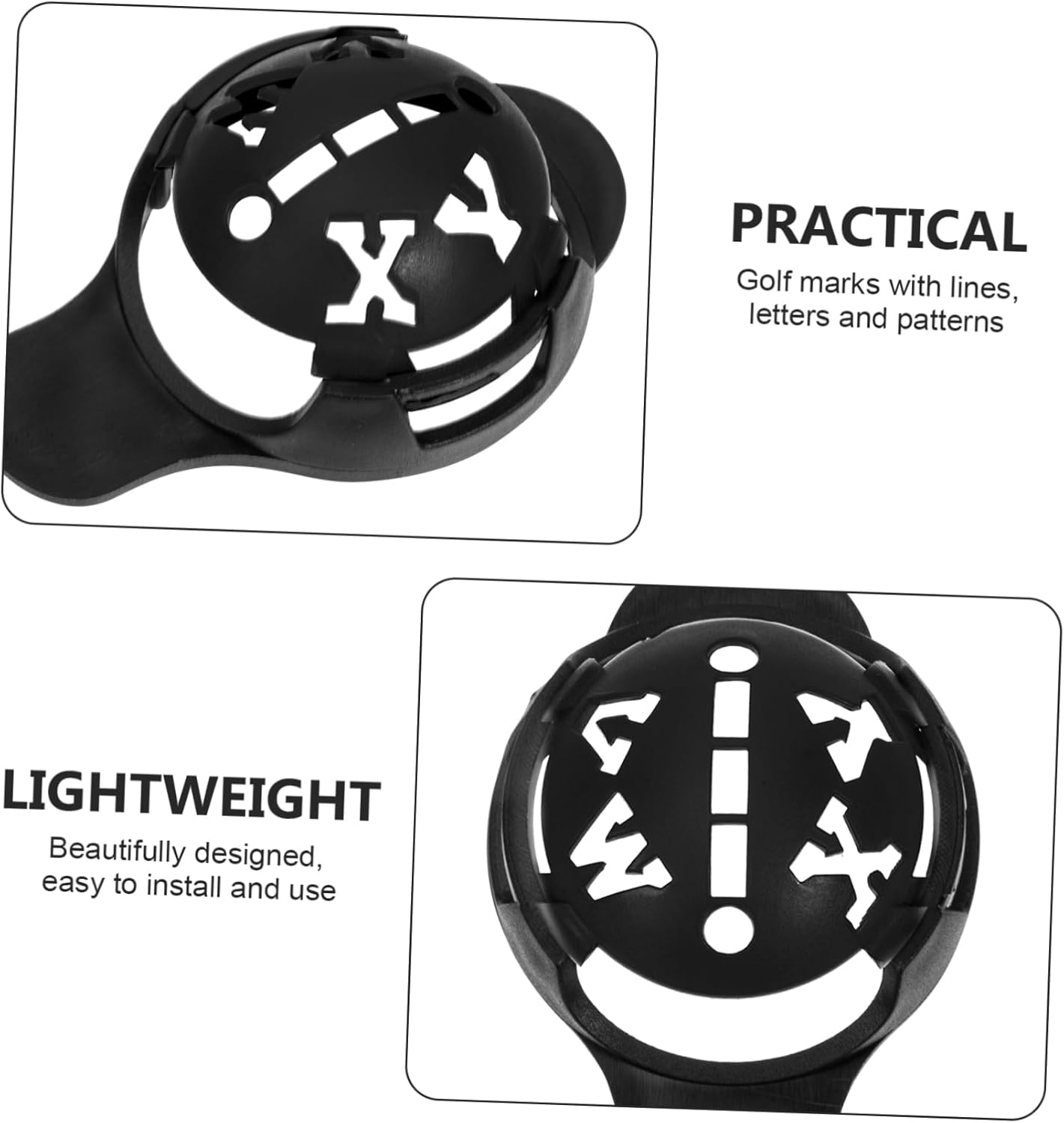 Hemoton Golf Ball Alignment Marker Tool Set Black Pattern Stencils Durable Golfing Accessories for Accurate Swing and Putting Alignment Easy to Carry and Use