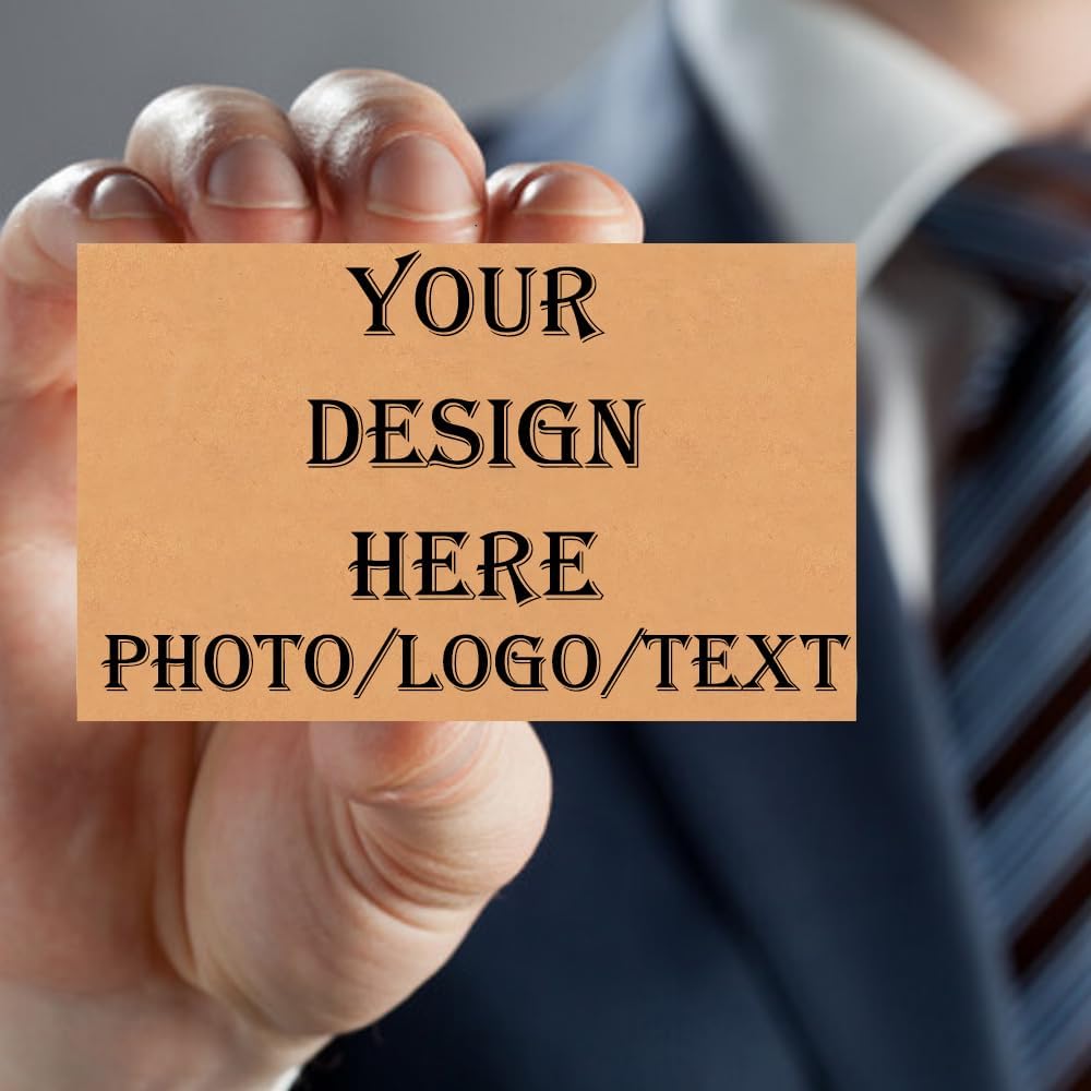 Custom Kraft Paper Business Cards with Your Logo Personalized Kraft Cards Add Photo/Text/Logo Print Your Own Business Cards On Front and Back Sides-100pcs