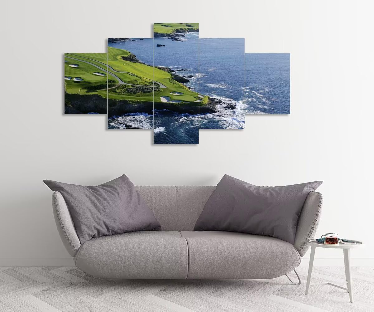 chenchenArt Golf Wall Art for Living Room Bedroom Bathroom Home Decorations Paintings Golf Course Canvas Prints Modern Artwork Framed Ready to Hang(60''W x 40''H)