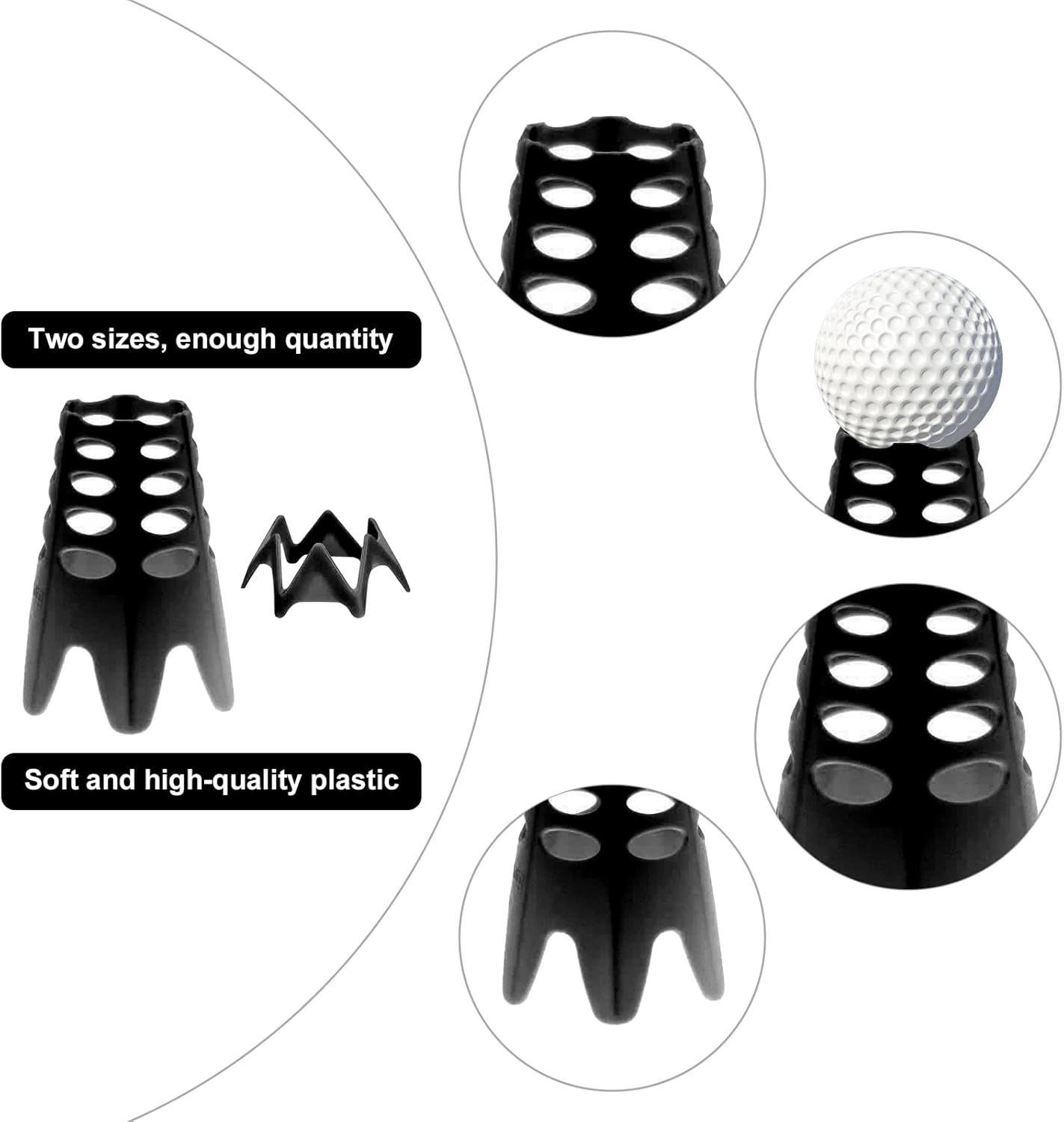 Golf Simulator Tees, Plastic Indoor Golf Mat Tees Practice Turf and Driving Range Winter Golf Tees (18 Pcs)