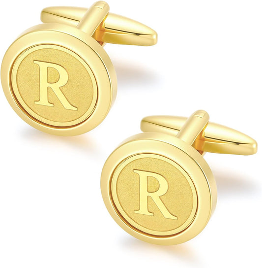 GWD Initial Cufflinks for Men Classic Cuff links Mens Letter Shirts CuffLinks Wedding Gift