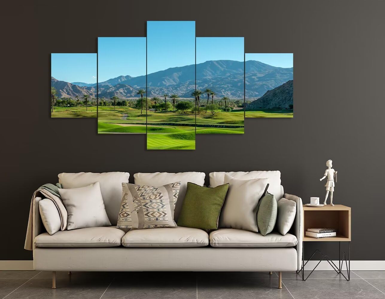 California Golf Course and Palm Tree Wall Art for Office Living Room Bedroom Home Decorations Gifts USA California Golf Course Pictures Framed Artwork Canvas Prints Ready to Hang(60''W x 40''H)