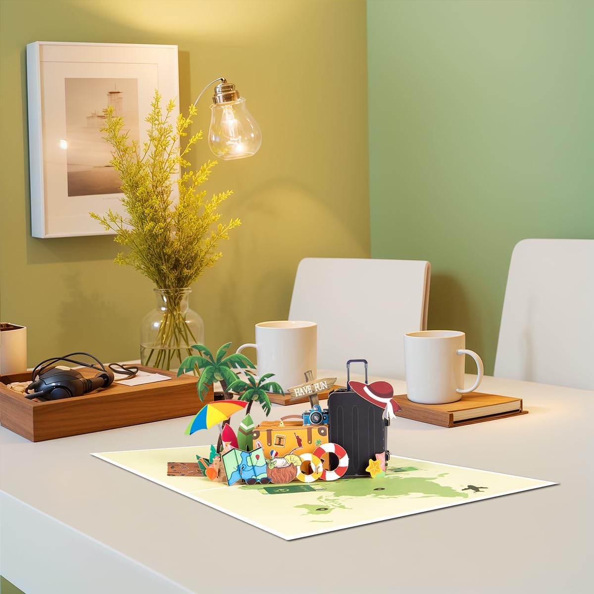 Travel Pop Up Card for Daughter, Pop-Up Vacation Card with Envelope, 3D Happy Birthday Card for Wife, Retirement Card for Mom.