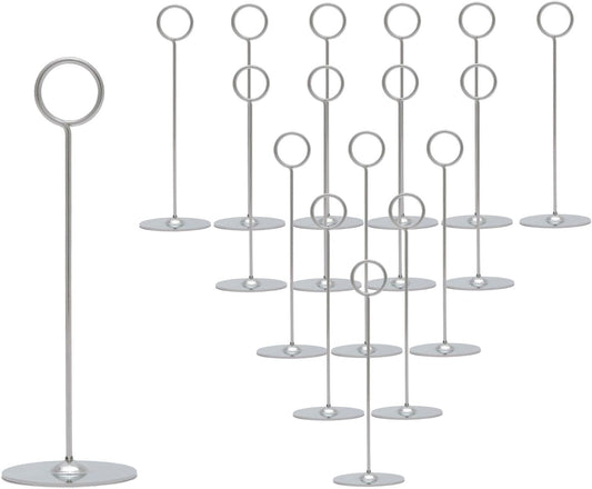 Urban Deco 16 Pieces Table Card Holder 8 inches Silver Place Steel Card holders for Photos, Food Signs, Memo Notes, Weddings, Restaurants, Birthdays.