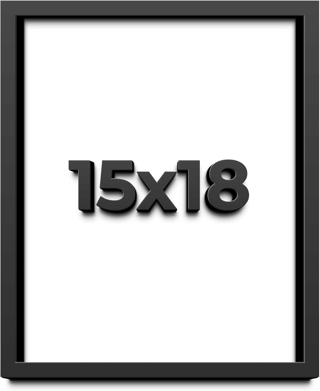 15x18 Shadow Box Black Solid Wood Display Frame with White Acid-Free Backing UV Acrylic & Hanging Hardware - with 3/4" Usable Depth