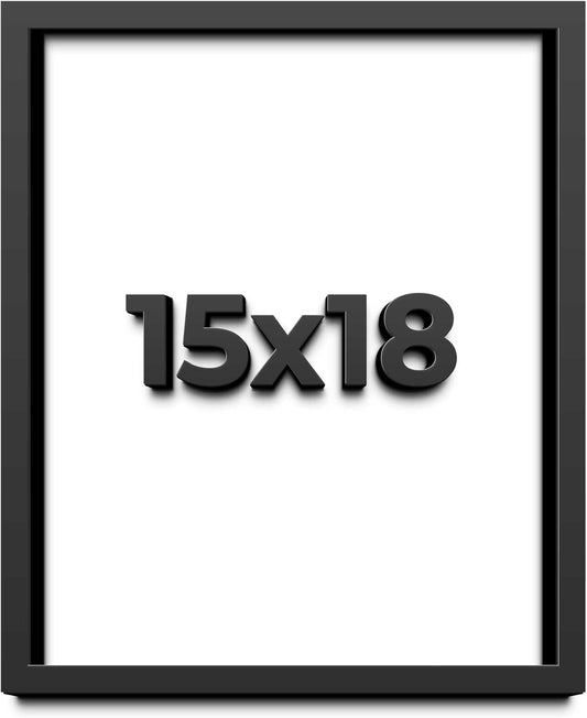 15x18 Shadow Box Black Solid Wood Display Frame with White Acid-Free Backing UV Acrylic & Hanging Hardware - with 3/4" Usable Depth
