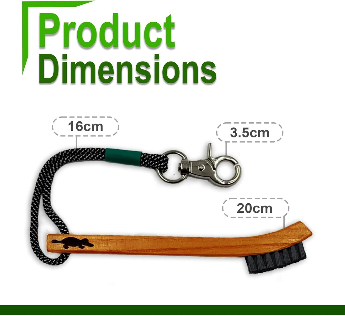 Platypus Golf Co. Hickory Wood Golf Club Brush & Non-Slip Groove Cleaner with Stiff Nylon Bristles, Paracord Rope & Stainless Steel Metal Clip, for Cleaning Grooves on Clubs, Fits Any Golfer's Bag