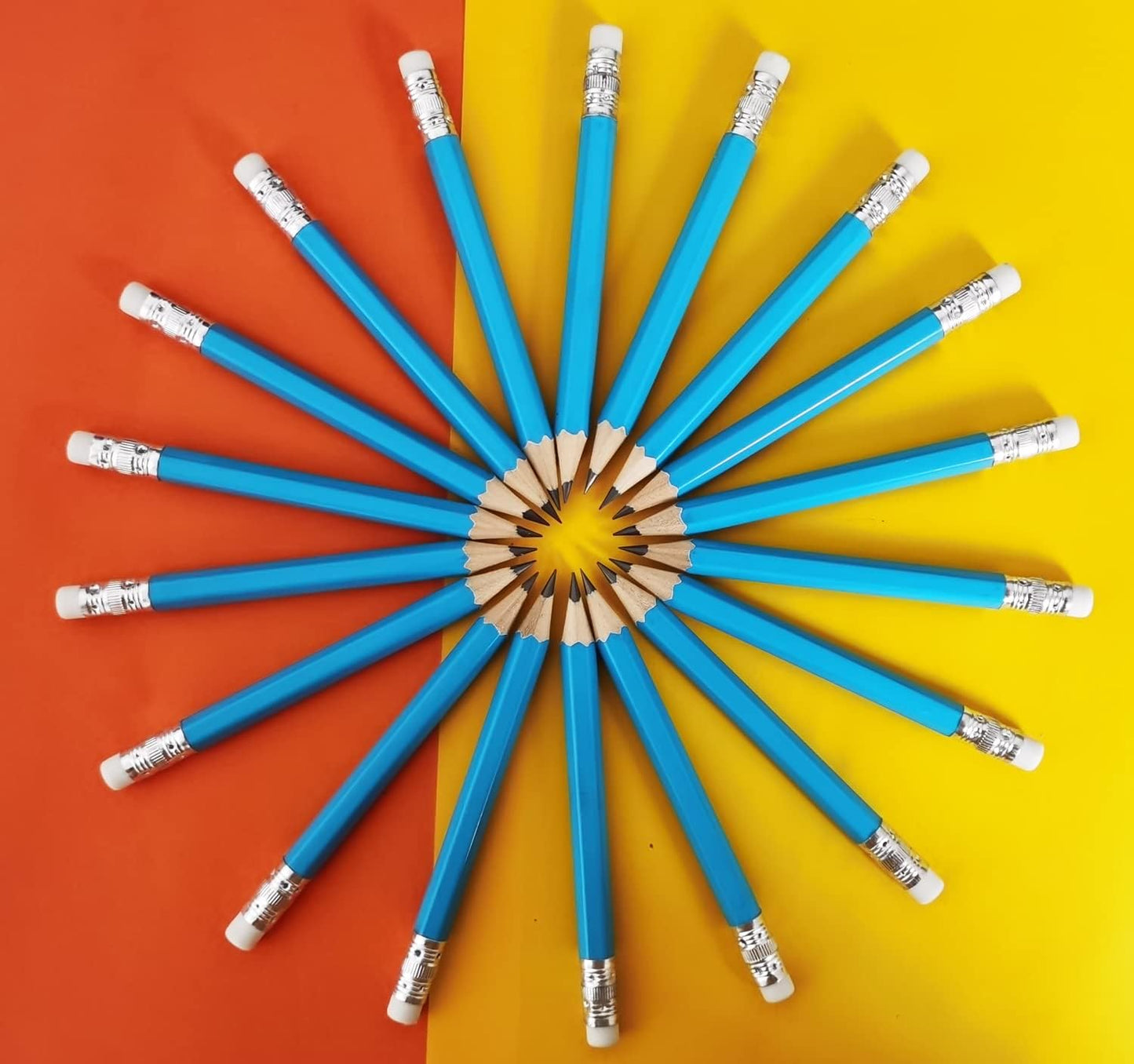 Adhere 25pcs Golf Pencils with Eraser Pre sharpened Hexagon half Wooden Pencils Graphite 2B for Golf Event Scoring,Classroom,Wedding,Company Meetings,Pew, Pocket (Light Blue)