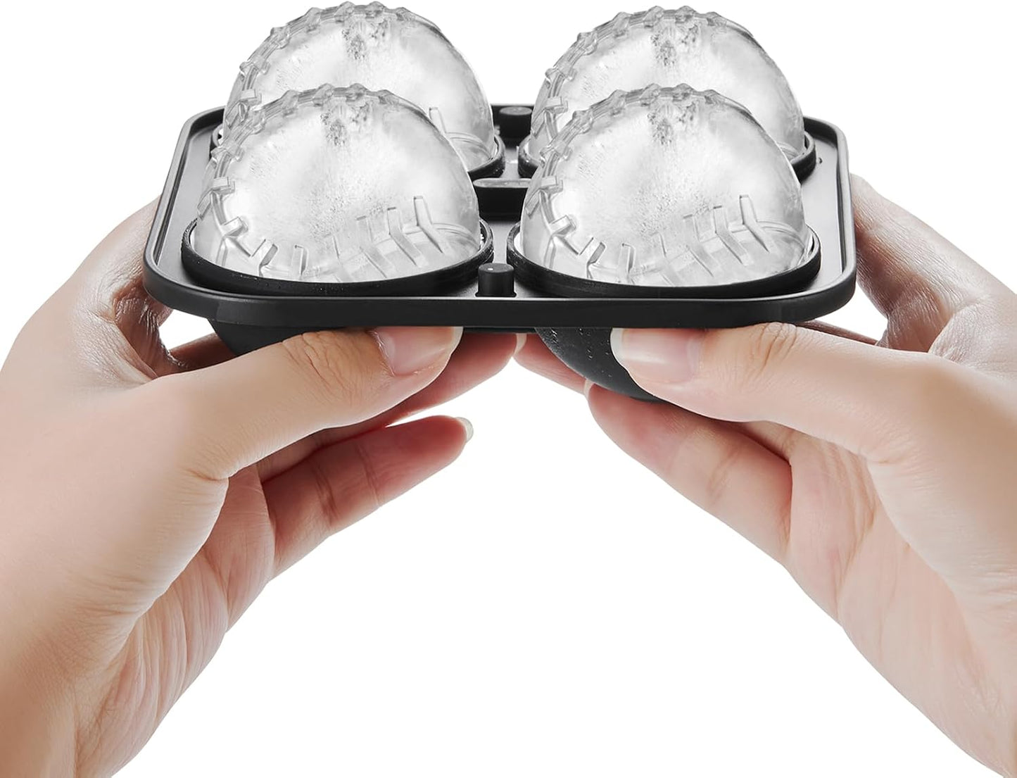 Novelty Baseball Gifts Ball Ice Maker Mold, 2.2" Large Sphere Round Ice Cube Mold for Cocktails, Whiskey, Bourbon Chilling, 4 Hole Fun Shapes Big Silicone Circle Ice Cube Trays