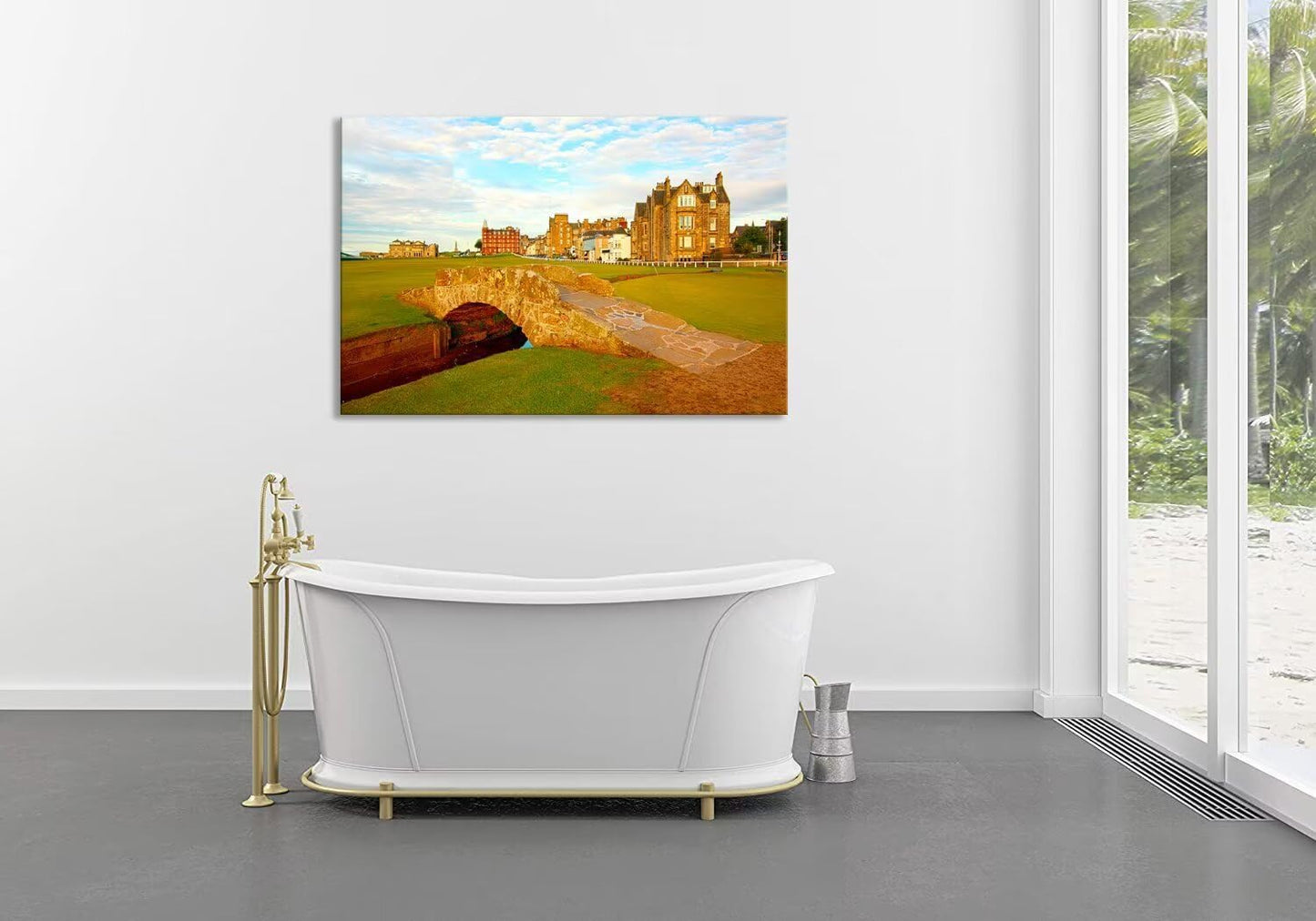 St Andrews Golf Course Wall Art for Living Room Bedroom Home Decorations Golf Course Swilcan Bridge St Andrews Picture Poster Framed Artwork Canvas Prints Ready to Hang(18''H x 24''W)