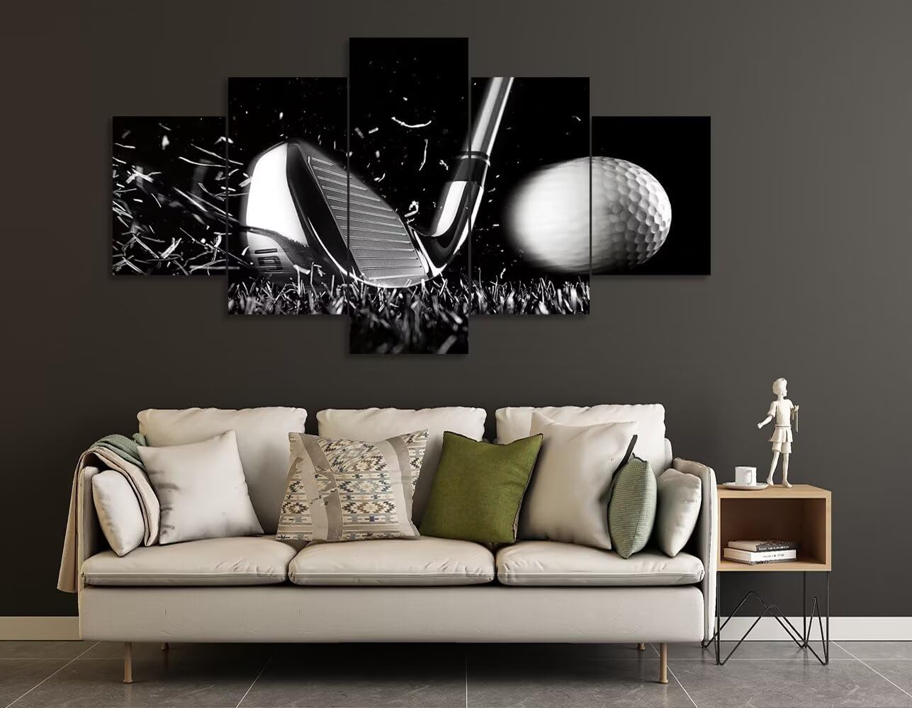 Golf Wall Art for Office Living Room Bedroom Bathroom Home Decorations Golf Art Canvas Prints Golf Ball Pictures Posters Framed Artwork Ready to Hang(60''W x 32''H)