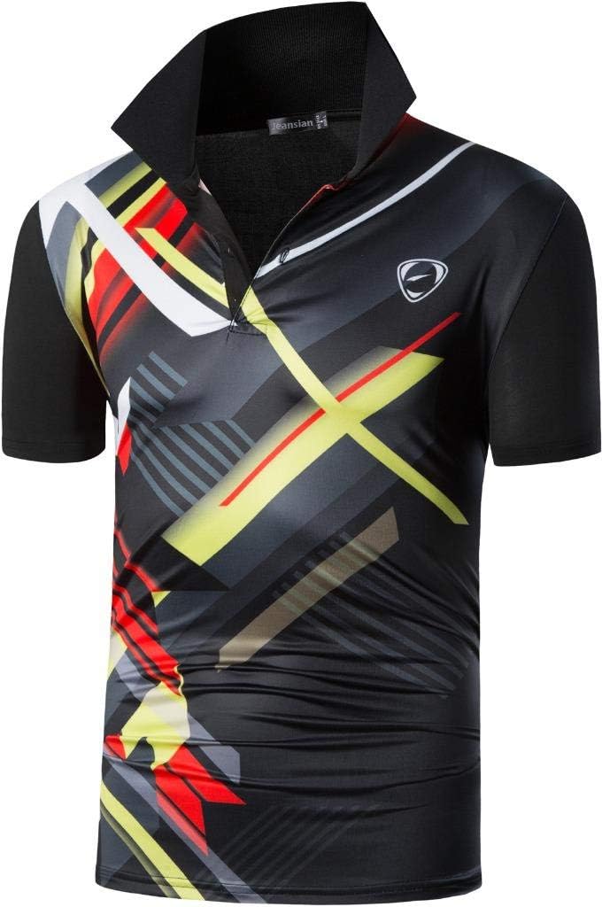 jeansian Men's Sport Outdoor Quick Dry Fit Short Sleeves Polo Tee Shirt Tshirt T-Shirt Tops Golf Tennis Bowling LSL195