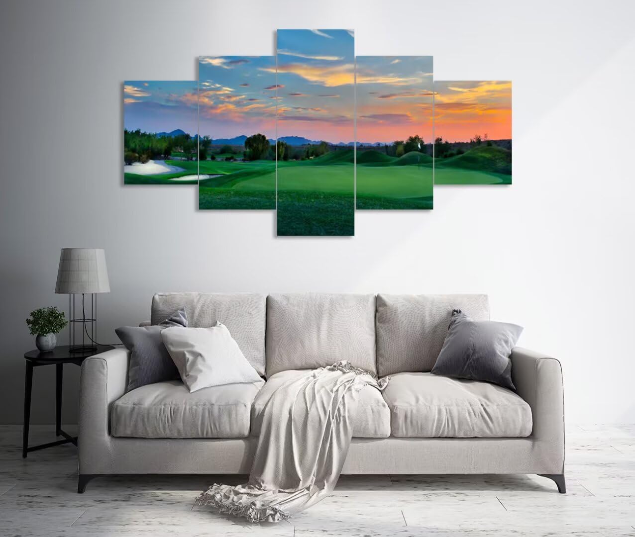 Arizona Scottsdale Golf Course Wall Art for Living Room Bedroom Bathroom - Sunset Arizona Scottsdale Landscape Pictures Posters Framed Artwork Canvas Prints Ready to Hang(60''W x 40''H)