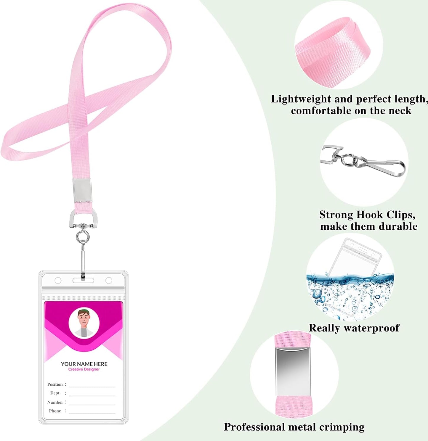 6 Pack Cruise Lanyard with ID Card Holder, Durable Lanyard with Waterproof ID Badge Holder Cruise Lanyards for ID Badges Ship Cards Carnival Sail Keys (6 Colors)