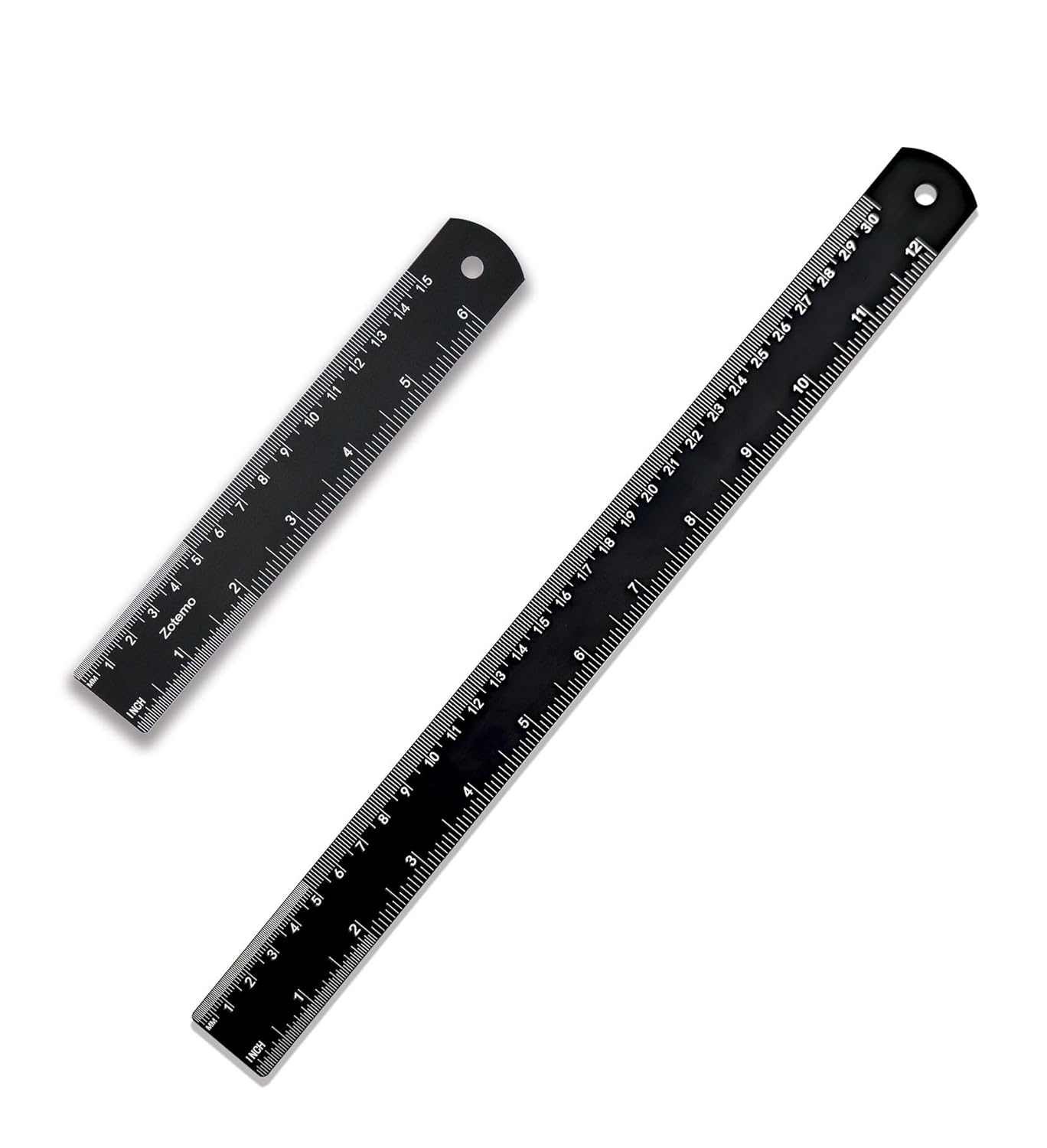 Metal Rulers, 6 and 12 Inch Aluminum Scales with Imperial and Metric Measurements, Laser Etched, Easy to Read, 0 Starts at The end, 2 Pack