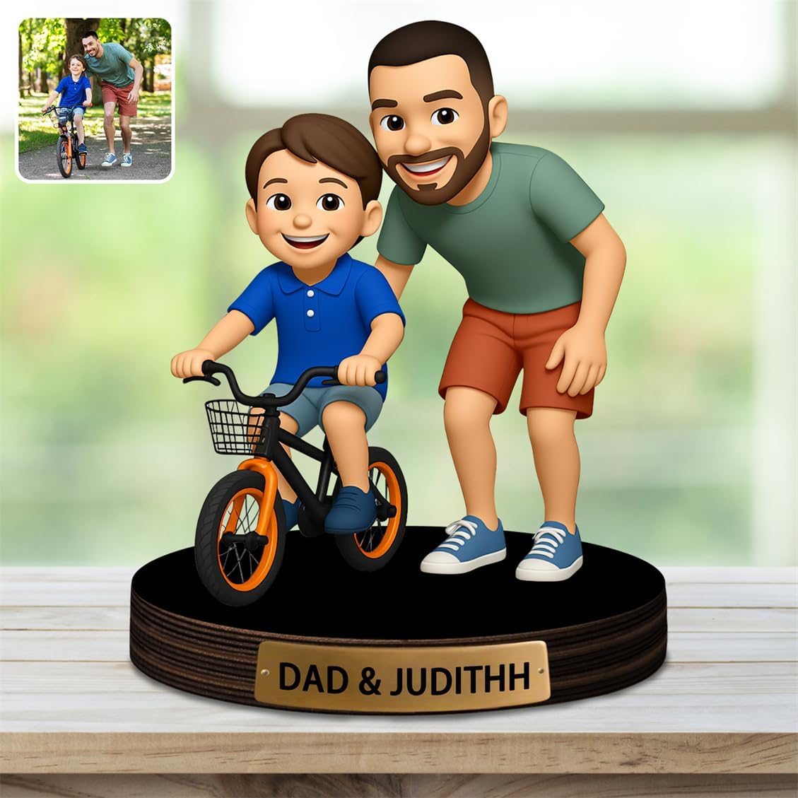 Personalized Family Photo Cartoon Desktop Decor Custom 2D Birthday Portrait Figurine Plaque with Name Picture Acrylic Sculpture Desk Sign Ornament for Men Women Family Couple Christmas Birthday,02