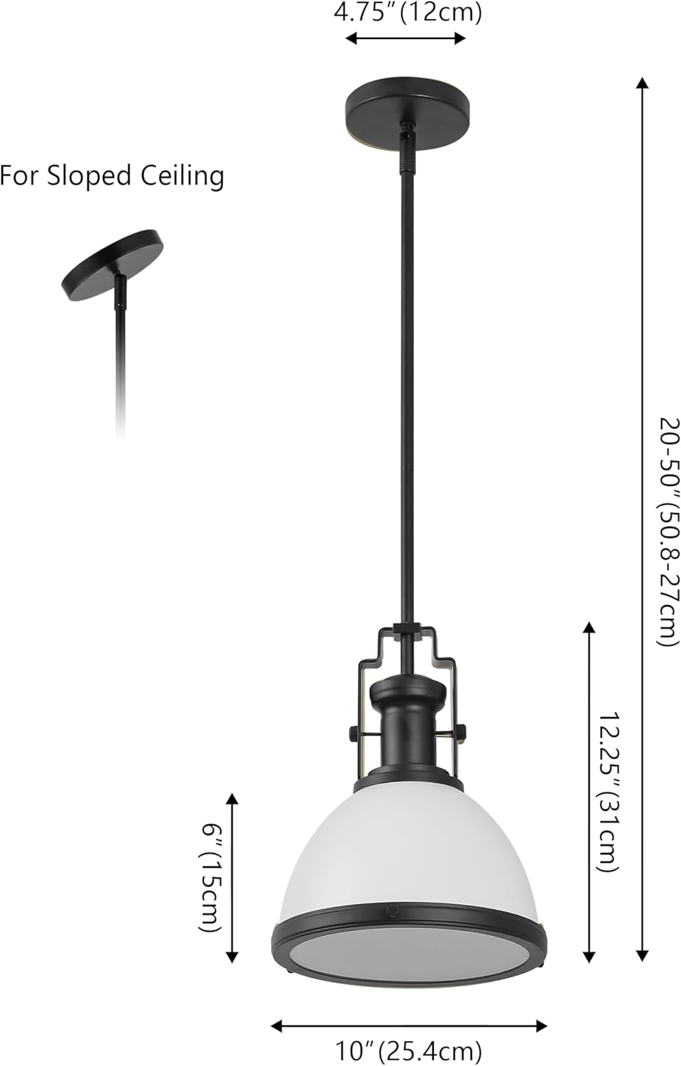 JONATHAN Y JYL9535E Homer 10" 1-Light Modern Industrial Iron LED Dome Pendant, Bohemian, Classic, Cottage, Farmhouse, Industrial, Rustic, Transitional, Dining Room, Kitchen, Foyer, White/Matte Black
