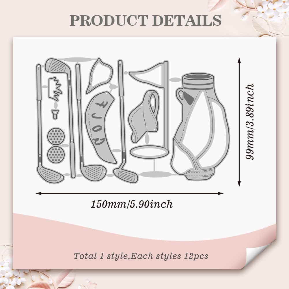 WADORN Golf Metal Cutting Dies, Golfing Theme Carbon Steel Cut Stencils for Scrapbooking Card Making Embossing Stencil Die Cuts Sport Theme Cutting Embossing Stencil for DIY Album Card Paper Craft