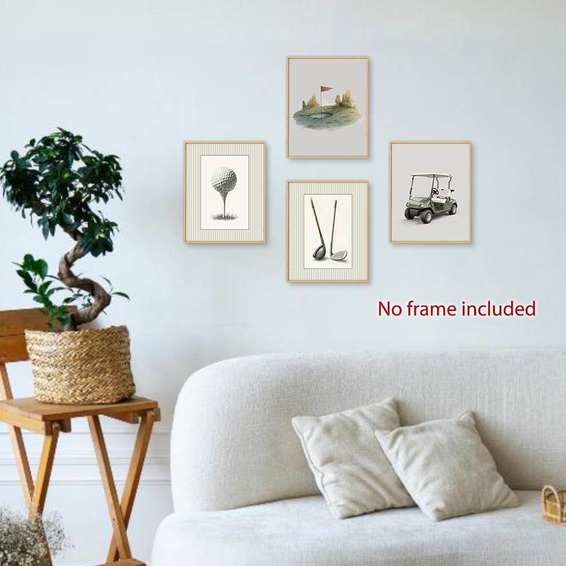 laveliabel Golf Wall Art Prints Set of 4 Unframed, Golf Pictures Wall Decor, GolfGifts for Men, Vintage Retro GolfCart GolfClub Poster Prints for Home Room GolfOffice WallDecor 8x10inches