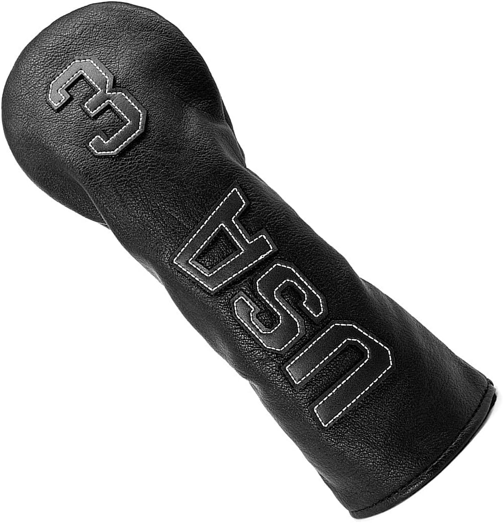 TaylorMade, Titleist, Callaway Golf Driver & Fairway Wood Headcovers - Black Synthetic Leather, Thick, Cool, USA Made