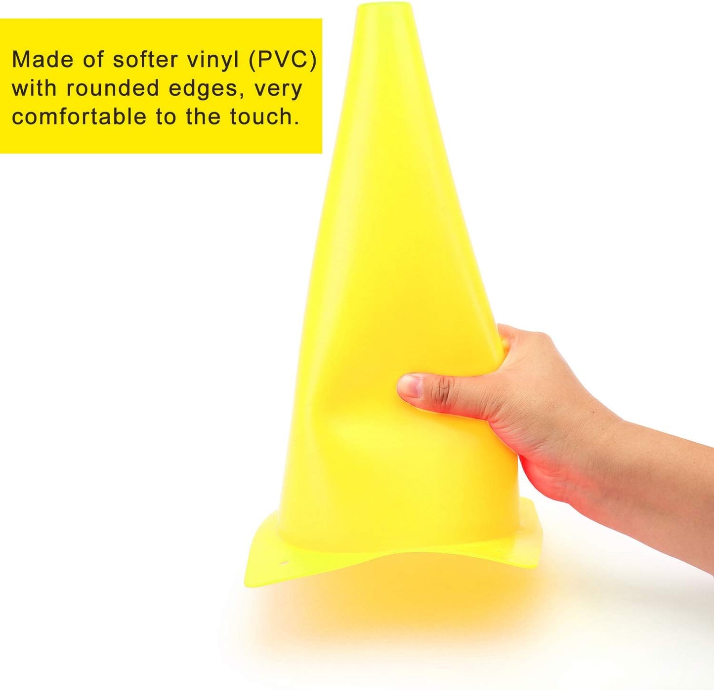 12 Inch Traffic Training Cones, Plastic Safety Parking Cones, Agility Field Marker Cones for Soccer Basketball Football Drills Training, Outdoor Sport Activity & Festive Events - 6 Colors