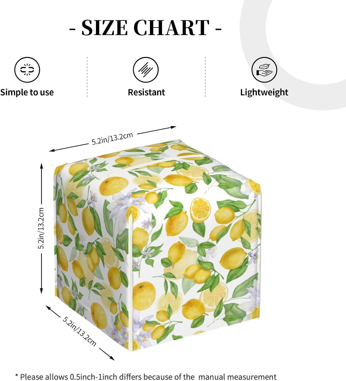 Lemon Tissue Box Cover Tissue Holder, Tissue Case, Kitchen Desktop Home Decorative Tissue Box Home Office Desk Car Decor