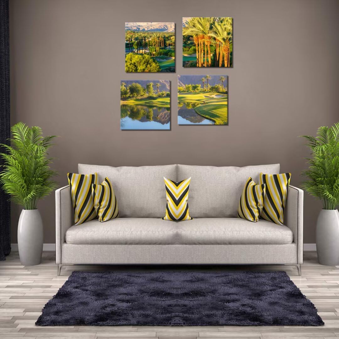 Pankila Indian Wells Golf Course Wall Art USA California Picture Golf Course at in Palm Wall Decor for Living Room Bedroom Office Home Decorations Painting Framed Artwork (20''W x 20''H x 4)