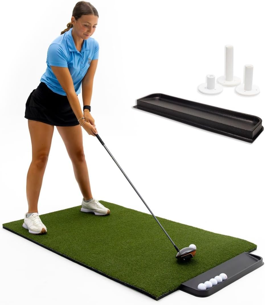 Dura-Pro Premium Turf Indoor/Outdoor Golf Mat. Bonus Tray + 3 Tees