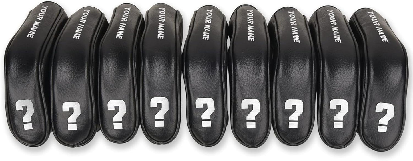BIG TEETH Golf Hybrid Iron Head Cover 9Pcs, Long Hybrids Iron Covers Head Covers Set, Golf Club Covers W/Big NO. Fits for Cleveland Launcher Cobra T Rail Hybrid Irons
