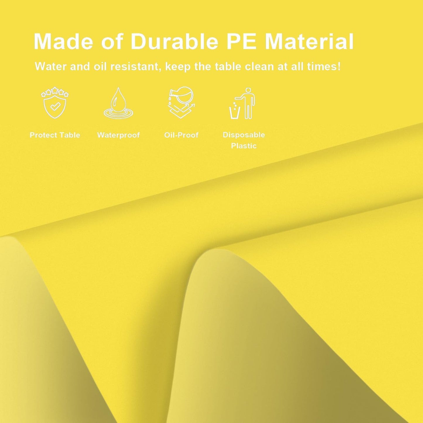 6 Pack Round Disposable Light Yellow Tablecloth, Light Yellow Plastic Table Cloths for Parties Disposable, 84x84 in Waterproof Camping Tablecloth for Birthday Party Baby Shower Picnic School