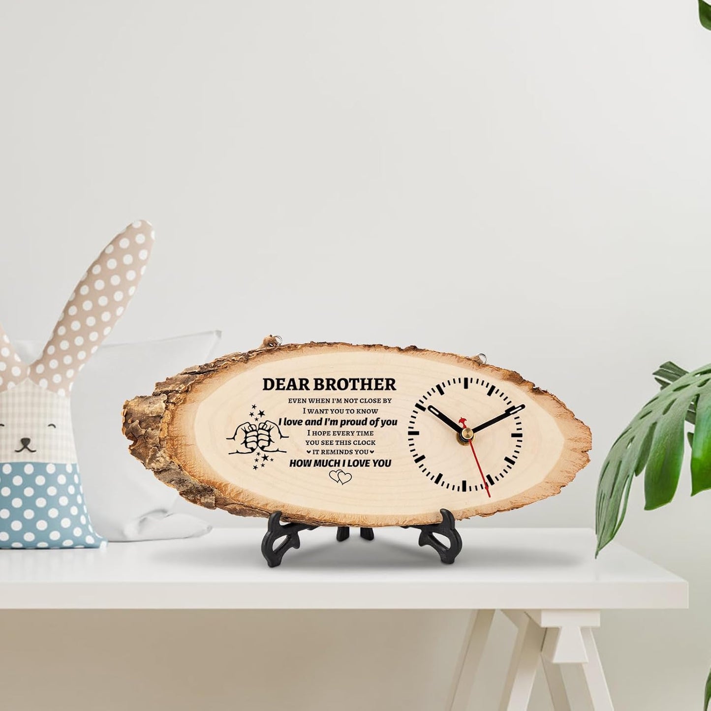 BeauGift Gifts for Brother, Christmas Wooden Clock Gift for Brothers from Sister Men Friend,Brothers Christmas Birthday Present for Brother in Law to My Brother