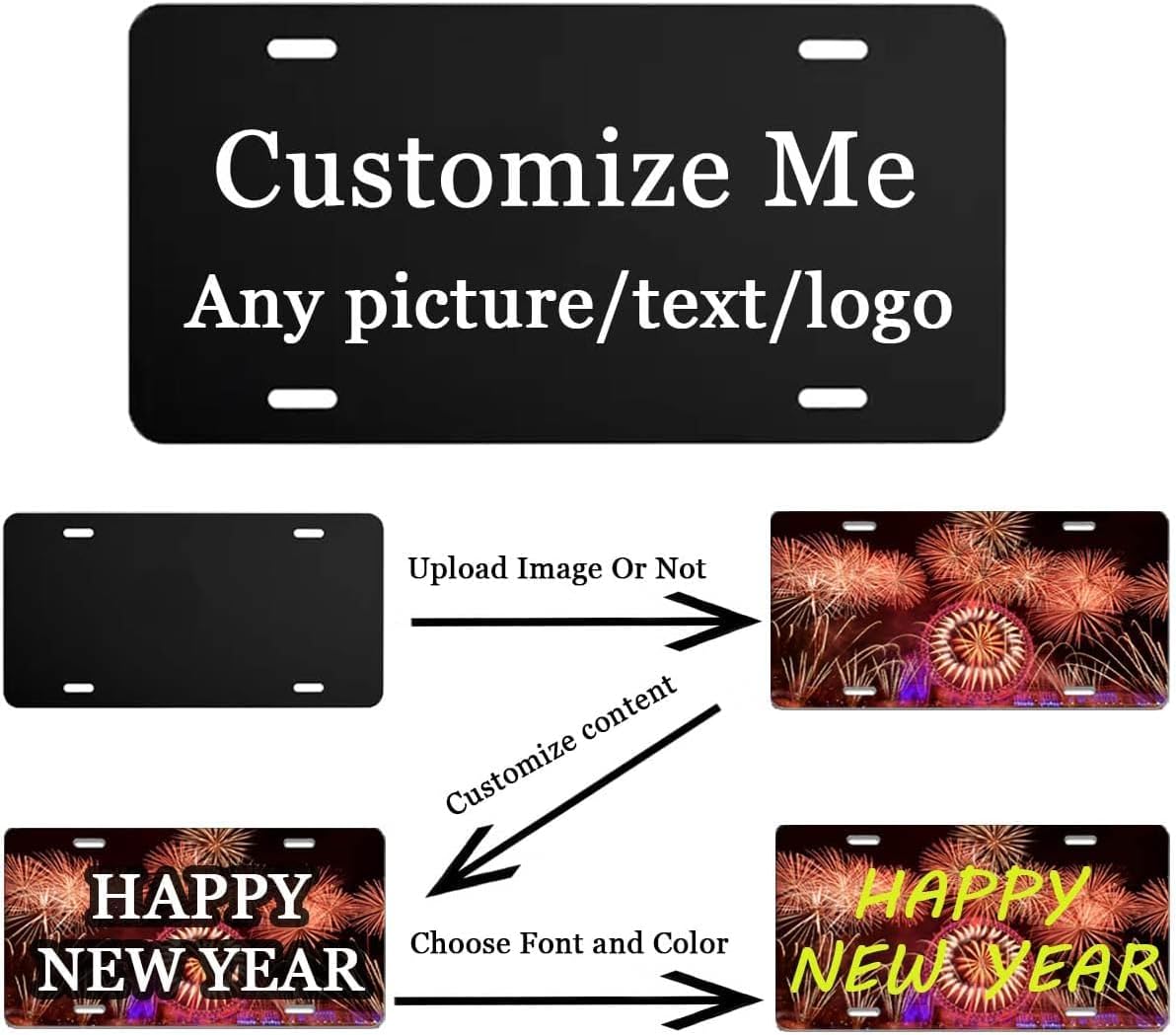 Custom License Plate for Front of Car, Personalized Number Plate Customized Your Text Image Photo Logo, Suitable for Truck Car Door Plate Bar Cafe Auto Accessories (6x12inch style2)