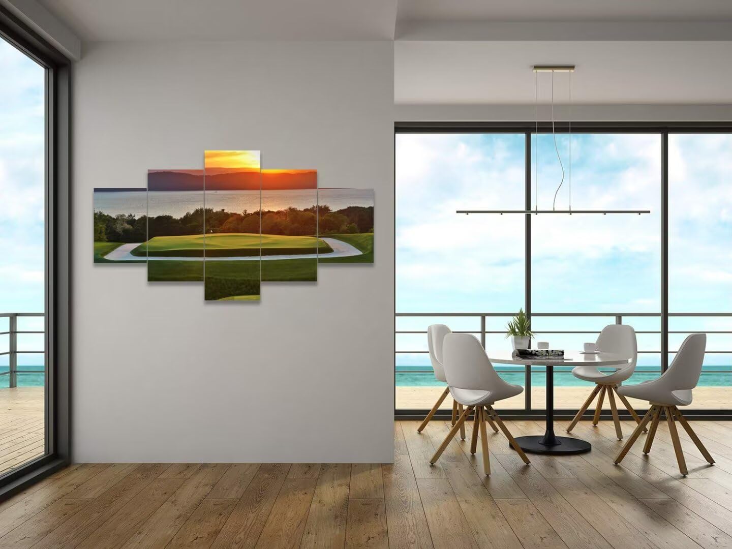 chenchenArt Golf Course Wall Art for Office - Golf Wall Decor for Living Room Bedroom Bathroom Home Decorations Golf Art Canvas Prints Modern Artwork Framed Ready to Hang(60''W x 32''H)