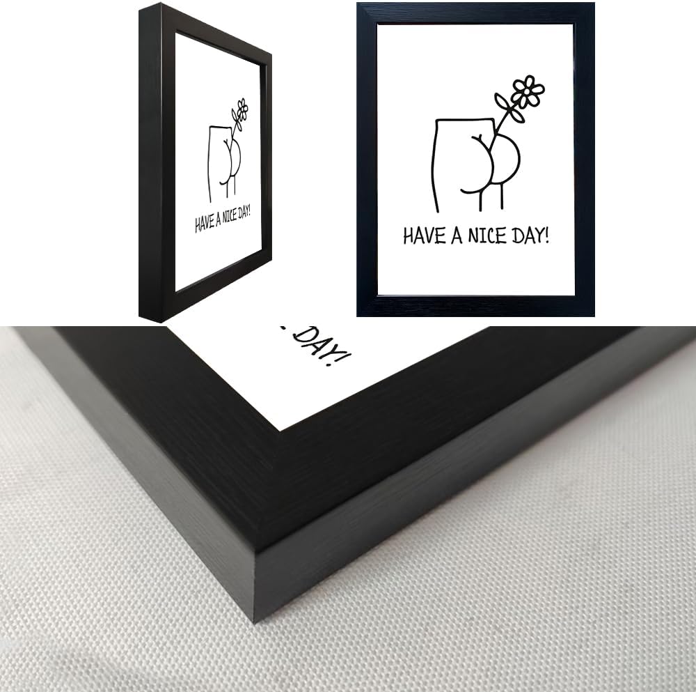 Funny Bathroom Wall Art, Humoristic Restroom Wall Decor, Black and White Bathroom Wall Decor, Framed Canvas Print Painting for Decor