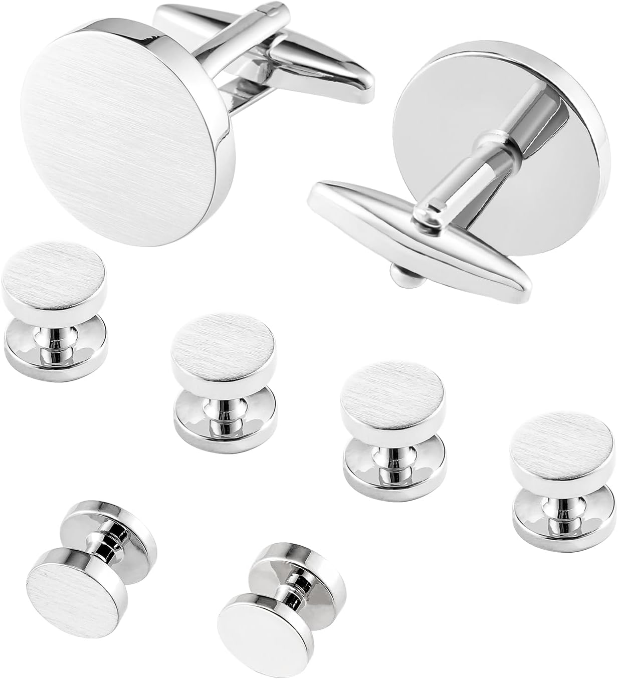 Cufflinks for Men and Tuxedo Shirt Studs Set with Gift Box Stainless Steel Cuff links