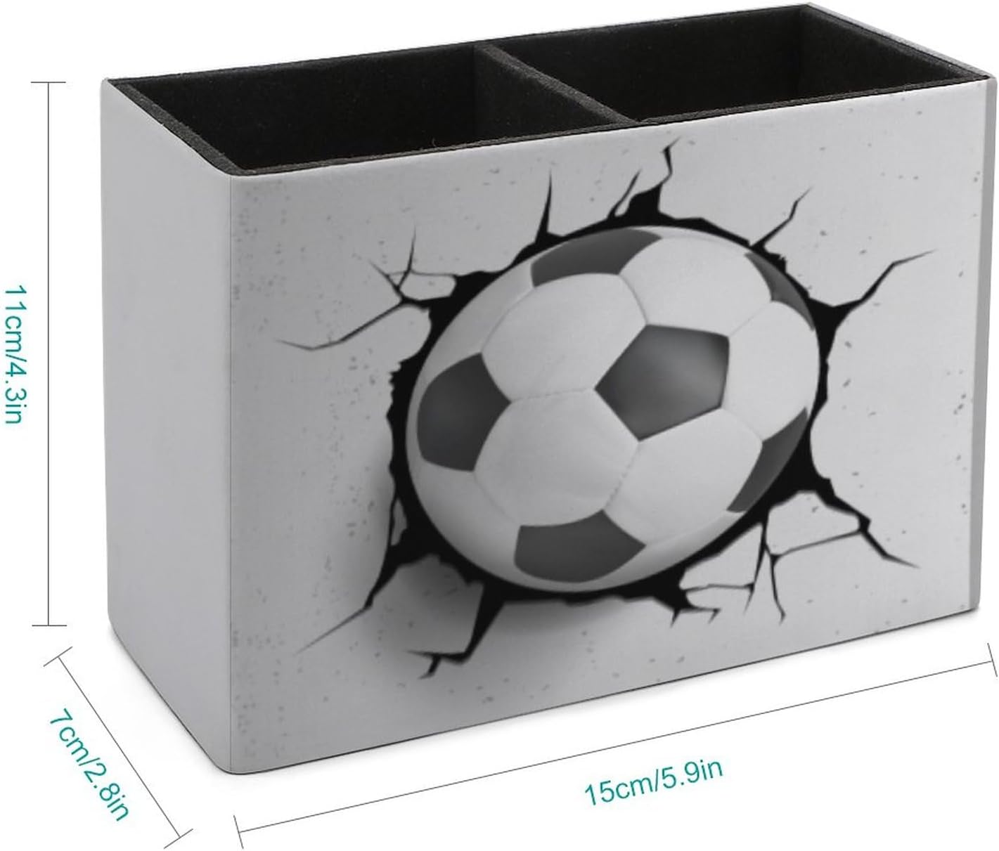 Pen Holder, Pencil Holder for Desk Organizer, Soccer Ball Cracked Wall PU Leather Pencil Cups Desktop Stationery Storage Makeup Brush Holder Pen Organizer for Office Home