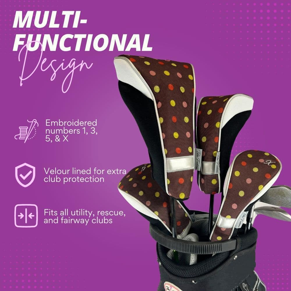 Taboo Fashions Monaco Golf Club Covers for Women - Numbered Golf Headcovers Set for Driver, Fairway and Hybrid Clubs - Weather Resistant, Pack of 4