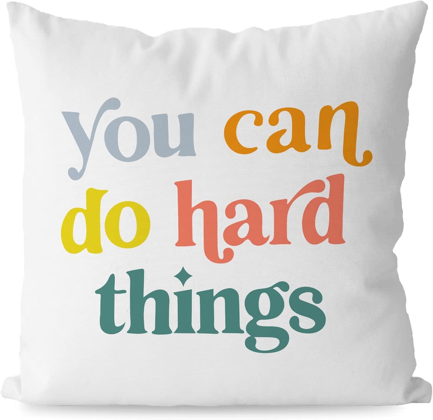 KEUSPI Positive Quotes You Can Do Hard Things Decor Decorative Pillowcase Throw Pillow Cover 18x18 Inch,Positive Sayings Decorations Pillow Cover for Home,Inspirational Gifts for Women Teenage Girl