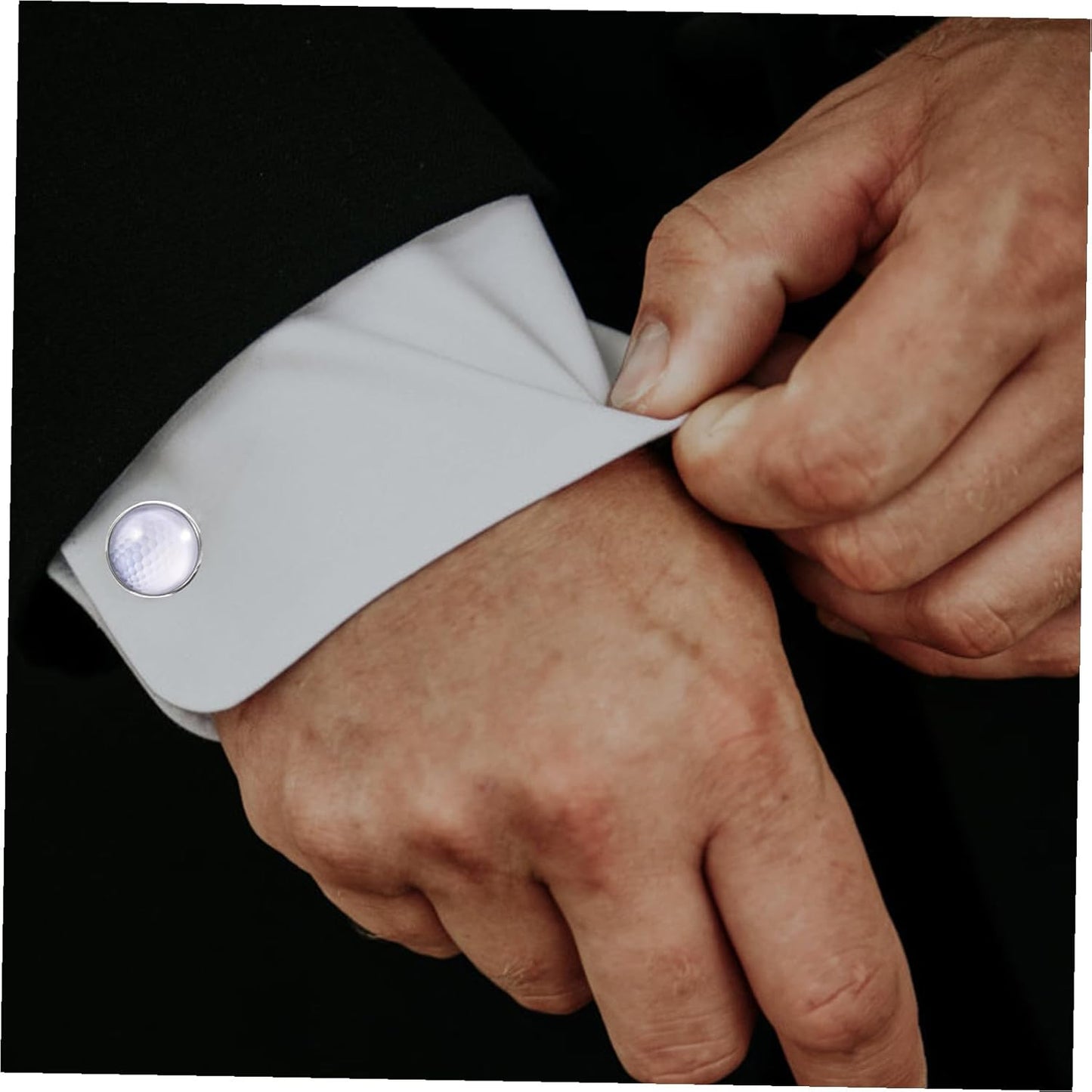 Golf Cufflinks for Men Silver Metal and Crystal Glass Wedding Groom Suit Accessories Elegant Tuxedo Shirt Cuff Buttons Fashion Jewelry