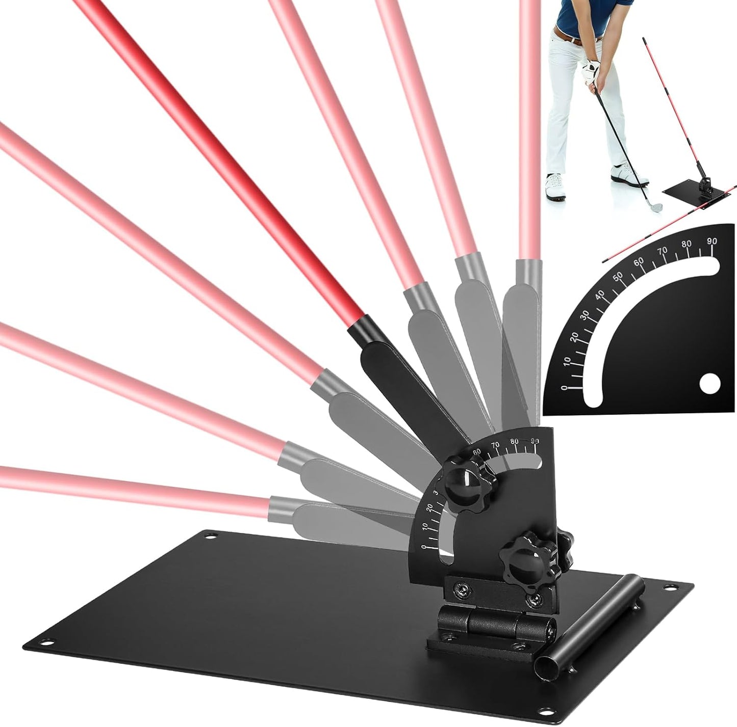 Pro Golf Alignment Sticks Holder – Adjustable Swing Plane Trainer with Weighted Base | Angle Plate Golf Training Aid for Swing Path, Putting & Aiming