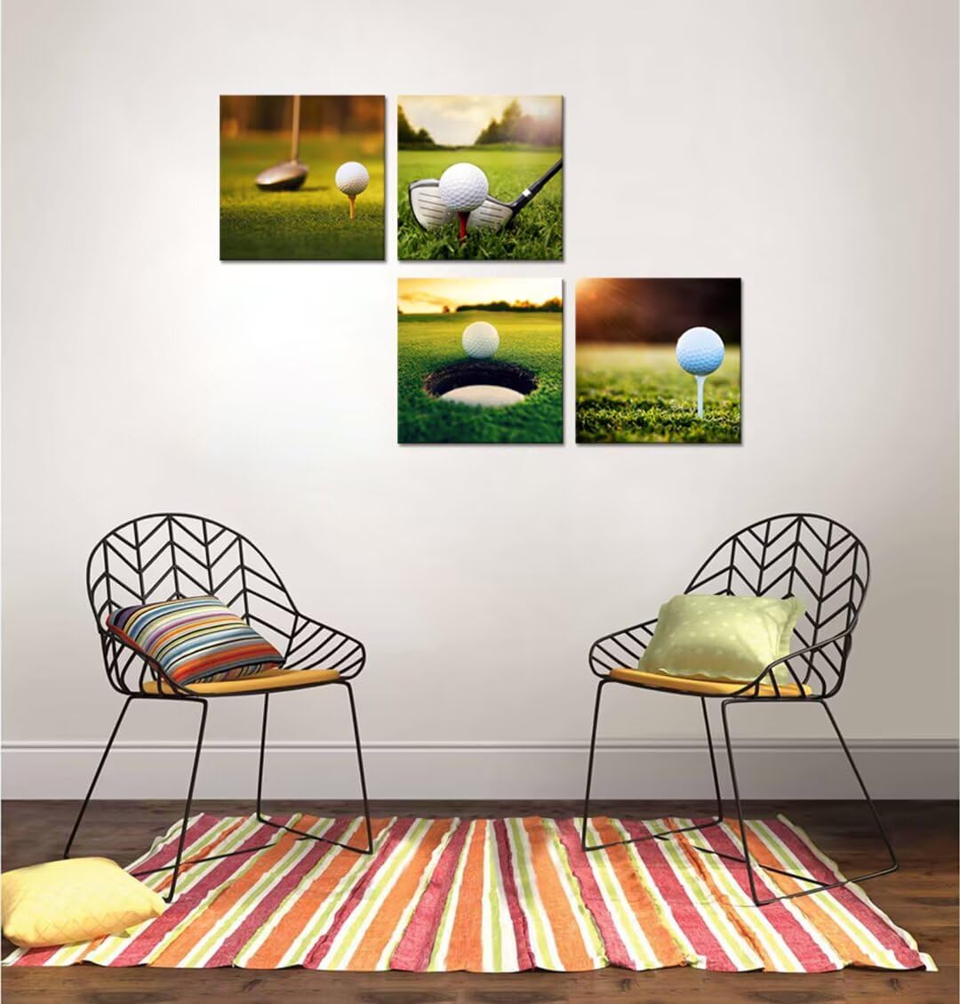 Pankila Golf Wall Art Sunrise Golf Pictures Canvas Prints Golf Course Wall Decor for Living Room Bedroom Bathroom Home Decorations Painting Framed Artwork Ready to Hang (24''W x 24''H x 4)