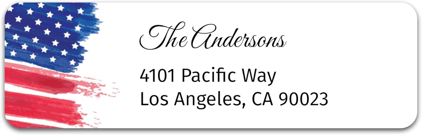 Personalized Patriotic Return Address Labels, Self-Adhesive Address Stickers on Sheets, 50-1000 Labels (Flagpole)